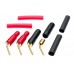 2 High Quality 24k Gold 2mm Angled Push Fit  Pin Connetor Plugs Red and Black