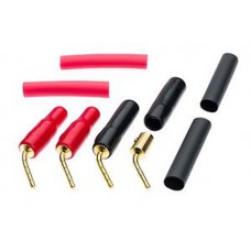 4 High Quality 24k Gold 2mm Angled Push Fit  Pin Connetor Plugs Red and Black