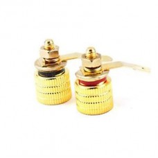 2 High Quality 24k Speaker Binding Posts 1x Red 1x Black