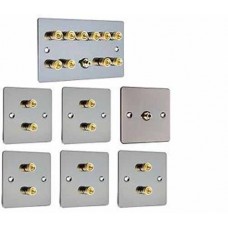 5.1 Audio Surround Sound Speaker Wall Plate Kit - Black Nickel NON SOLDER