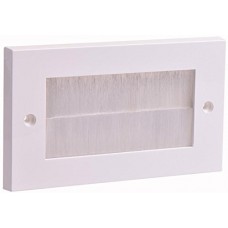 White Brush Stripe Cable Entry single 2 Gang Wall Face Plate Outlet