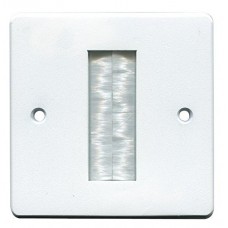 White Brush Stripe Cable Entry single 1 Gang Wall Face Plate Outlet