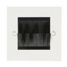 White Brush Stripe Cable Entry single 1 Gang Wall Face Plate Outlet