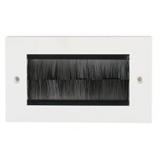 White Brush Stripe Cable Entry single 2 Gang Wall Face Plate Outlet