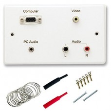 AV Multimedia Computer Wall plate - VGA - Phono - Video - Audio. Complete with Solder, Screws, Heat Shink and VGA Crimp Pins