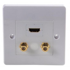 1 x HDMI + 2 x Satellite Wall Face Plate - 1 Gang - White