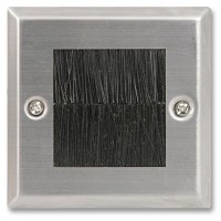 Brush Stripe Cable Entry single 1 Gang Wall Face Plate Outlet - Brushed Stainless Steel
