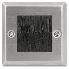 Brush Stripe Cable Entry single 1 Gang Wall Face Plate Outlet - Brushed Stainless Steel