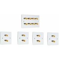 Complete Chrome 4.0 Surround Sound Speaker Wall Face Plate Kit Audio Banana Plug