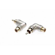 HQ Right Angle Phono Adaptor RCA Male to Female 24ct Gold 90 Degree X2