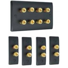 Matt Black 4.0 Slimline Surround Sound Audio AV Speaker Wall Face Plate Kit