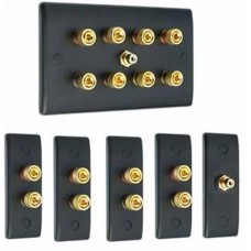 Matt Black 4.1 Slimline Surround Sound Audio AV Speaker Wall Face Plate Kit