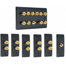 Matt Black 5.1 Slimline Surround Sound Audio AV Speaker Wall Face Plate Kit