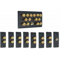 Matt Black 7.1 Slimline Surround Sound Audio AV Speaker Wall Face Plate Kit