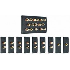 Matt Black 7.2 Surround Sound Audio AV Speaker Wall Face Plate Kit - NON SOLDER