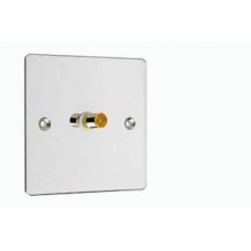 Polished Chrome 1x TV Coax Wall Plate  Easy Fit (Rear) Type F Connection