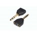 QTY X1 3.5mm Socket x2 to 6.35mm (1/4") STEREO Jack Plug Y Splitter Adapter Gold
