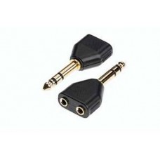 QTY X1 3.5mm Socket x2 to 6.35mm (1/4") STEREO Jack Plug Y Splitter Adapter Gold