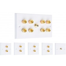 Complete Dolby 4.1 Surround Sound Speaker Wall Plate Kit  With Rear Solder Tabs