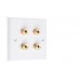 White 4 Binding Post Speaker Wall Plate - 4 Terminals - No Soldering Required