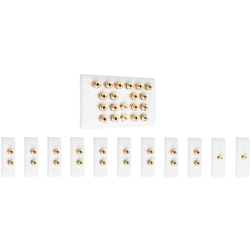 MSG 4.0 Speaker Wall Face Plate – White Slimline Banana Socket – No Soldering (UK Made)