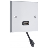 HDMI x 1 FLEXIBLE FLYLEAD AV Audio Wall Face Plate - White Female to Female 