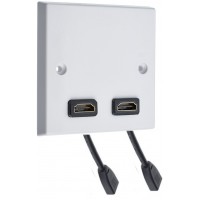 HDMI x 2 FLEXIBLE FLYLEAD AV Audio Wall Face Plate - White Female to Female 