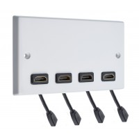 HDMI x 4 FLEXIBLE FLYLEAD AV Audio Wall Face Plate - White Female to Female 