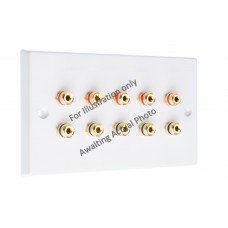 Chrome Polished Flat plate 5.0 - 10 Binding Post Speaker Wall Plate - 10 Terminals - Rear Solder tab Connections