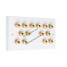 Polished Brass Flat plate - 7.0 - 14 Binding Post Speaker Wall Plate - 14 Terminals - No Soldering Required