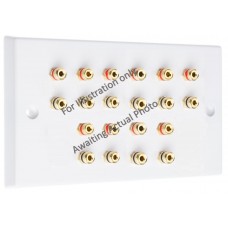 Polished Brass Flat plate 10.0 - 20 Binding Post Speaker Wall Plate - 20 Terminals - Rear Solder tab Connections