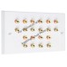 Polished Brass Flat plate - 10.0 - 20 Binding Post Speaker Wall Plate - 20 Terminals - No Soldering Required