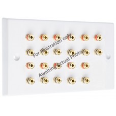 Polished Black Nickel / Gun Metal plate - 11.0 - 22 Binding Post Speaker Wall Plate - 22 Terminals - No Soldering Required