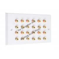 Chrome Polished Flat plate 12.0 - 24 Binding Post Speaker Wall Plate - 24 Terminals - Rear Solder tab Connections