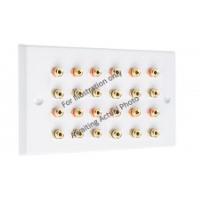 Polished Black Nickel / Gun Metal plate - 12.0 - 24 Binding Post Speaker Wall Plate - 24 Terminals - No Soldering Required