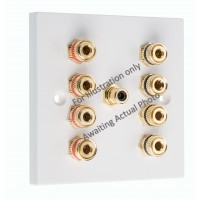 Polished Black Nickel / Gun Metal Flat plate 4.1 Speaker Wall Plate 8 Terminals + 1 RCA Phono Socket - 1 Gang - No Soldering Required