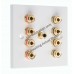 Polished Black Nickel / Gun Metal Flat plate 4.1 Speaker Wall Plate 8 Terminals + 1 RCA Phono Socket - 1 Gang - No Soldering Required