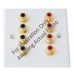 Chrome Polished Flat Plate 8 x RCA Phono Audio Surround Sound Wall Face Plate - Rear Solder tab Connections