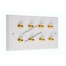 MSG 5.1 Speaker AV Audio Wall Face Plate – Stainless Steel Raised, Solder Terminals (Model 5.1RSS)