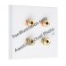 Polished Brass Flat plate - 4 Binding Post Speaker Wall Plate - 4 Terminals - No Soldering Required
