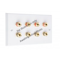 Polished Brass Flat plate 4.0 - 8 Binding Post Speaker Wall Plate - 8 Terminals - Rear Solder tab Connections