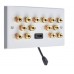 7.0 Surround Sound Speaker Wall Plate with Gold Binding Posts + 1 x HDMI FLEXIBLE FLYLEAD. NO SOLDERING REQUIRED