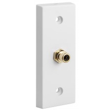 White Architrave square edge 1 x BLACK RCA Phono Audio Surround Sound Wall Face Plate - Rear Solder tab Connections