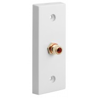 White Architrave square edge 1 x RED RCA Phono Audio Surround Sound Wall Face Plate - Rear Solder tab Connections