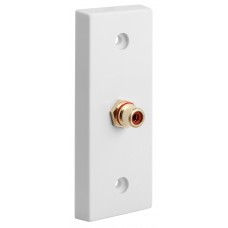White Architrave square edge 1 x RED RCA Phono Audio Surround Sound Wall Face Plate - Rear Solder tab Connections