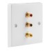 White RCA Phono Wall Plate 3 Terminal - No Soldering Required