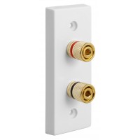 White Architrave Square edge 2 Binding Post Speaker Wall Plate - 2 Terminals - Rear Solder tab Connections