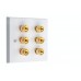 3.0 6 Binding Post Audio AV Speaker Wall Plate kit. White. Square Edge. Solder Tabs.