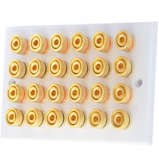 White 12.0 - 24 Binding Post Speaker Wall Plate - 24 Terminals - Rear Solder tab Connections