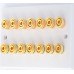 Chrome Polished Flat plate 7.0 - 14 Binding Post Speaker Wall Plate - 14 Terminals - Rear Solder tab Connections
